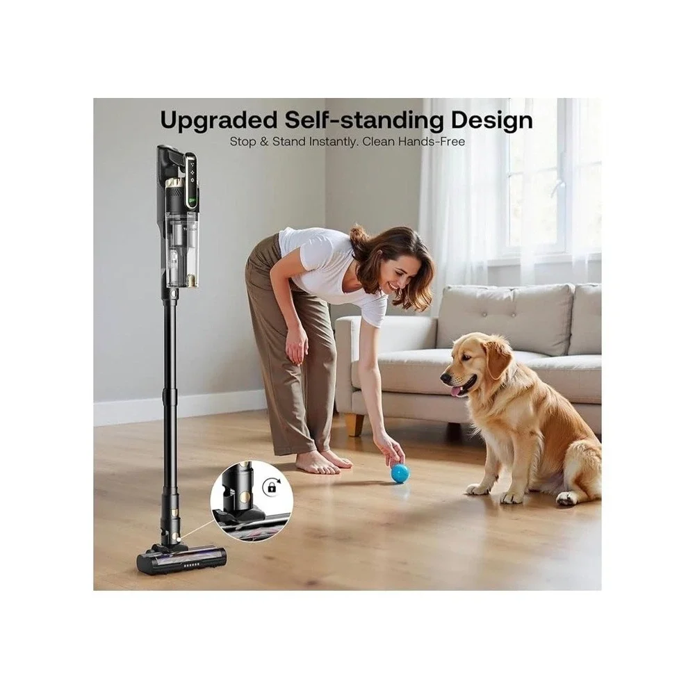 Trucozie T550 Cordless Stick Vacuum Cleaner 50Min LED Pet Hair Black Open Box